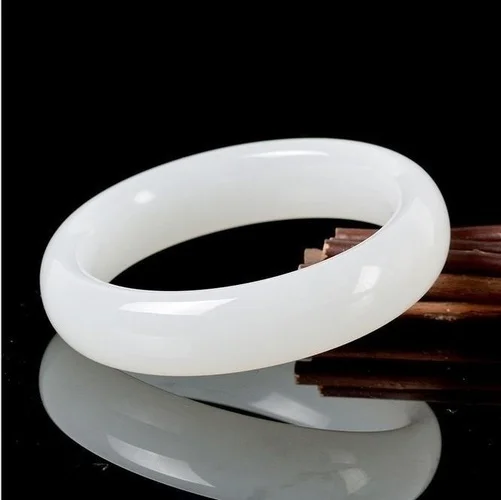 Women Accessories For Hand - Genuine Natural White Jade Bangle Bracelet