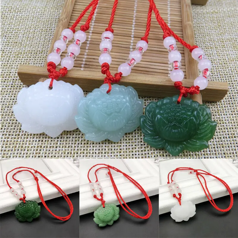 Women Accessories For Hand - Natural Green Jade Lotus Pendant Beads