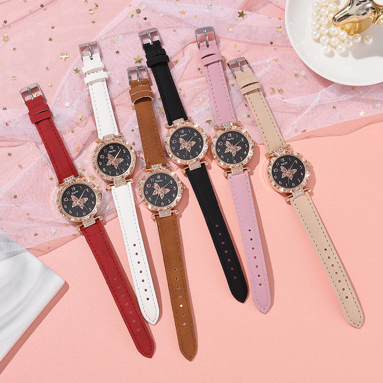 Women'S Accessories To Wear With Watch - Daily Wear Wristwatch Butterfly Dial Water
