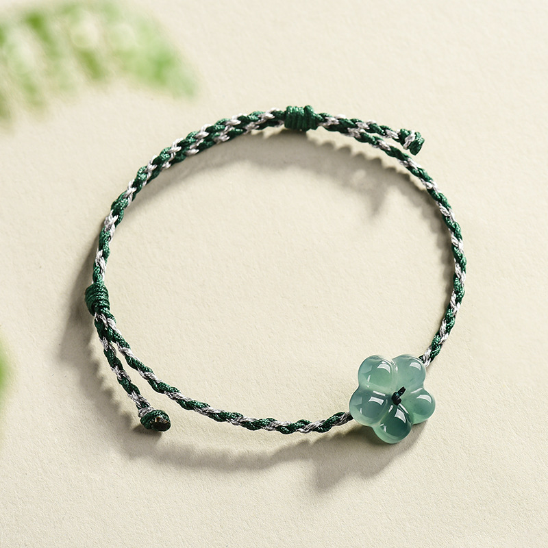 Women'S Vintage Accessories - Burmese Jadeite Flower Bracelet Natural Jade