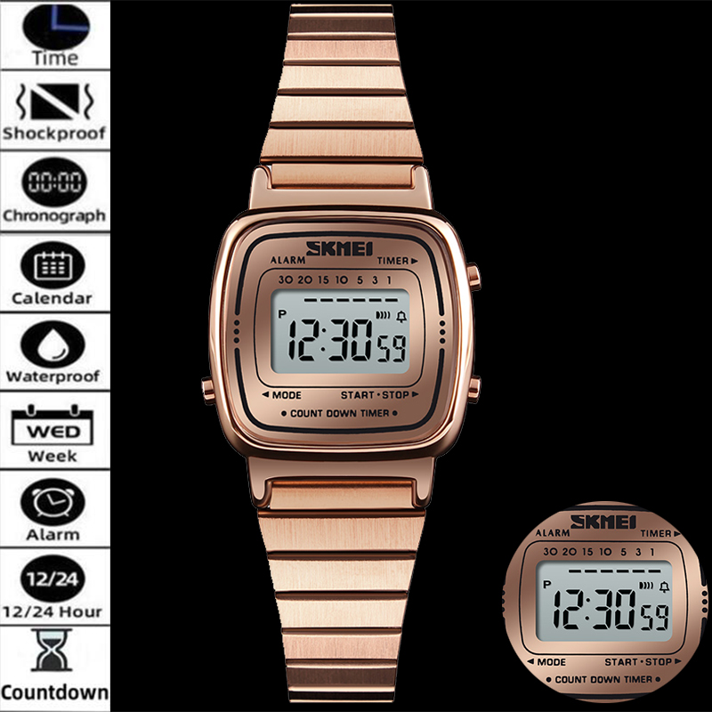 Women Accessories Display - Skmei Womens Digital Watches Luxury Stainless
