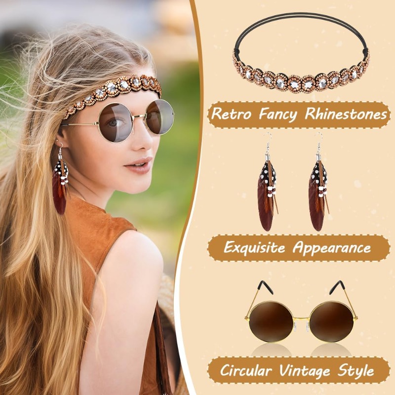 5 Pcs Hippie Costume Accessori - Women Accessories Earrings ulasan dan harga