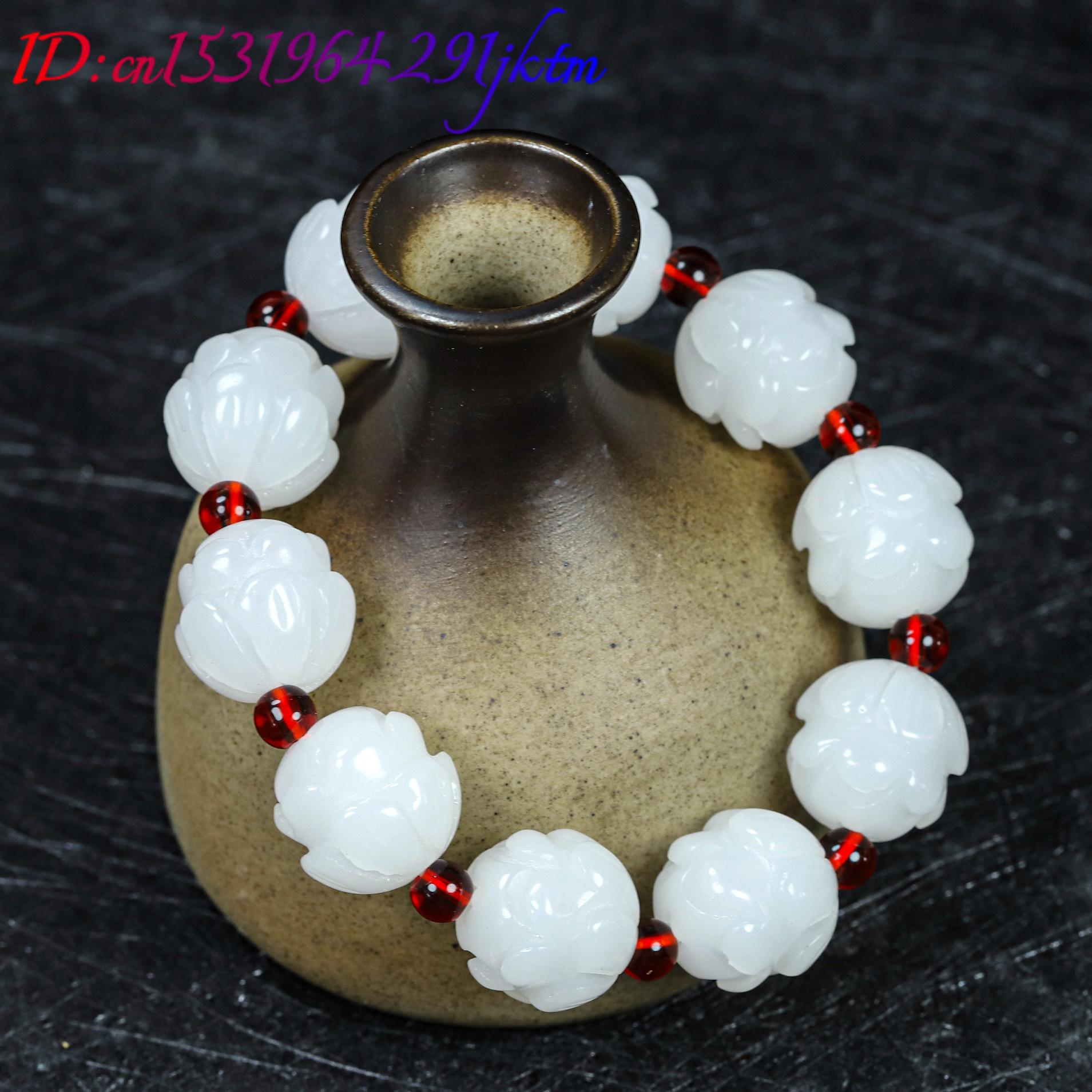 White Real Jade Lotus Bracelet - Women'S Accessories Designer ulasan dan harga