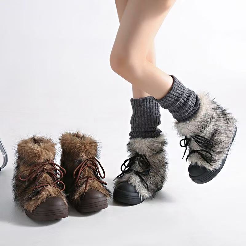 Retro Trendy Hairy Snow Boots  - Women'S Accessories Trends 2025 ulasan dan harga